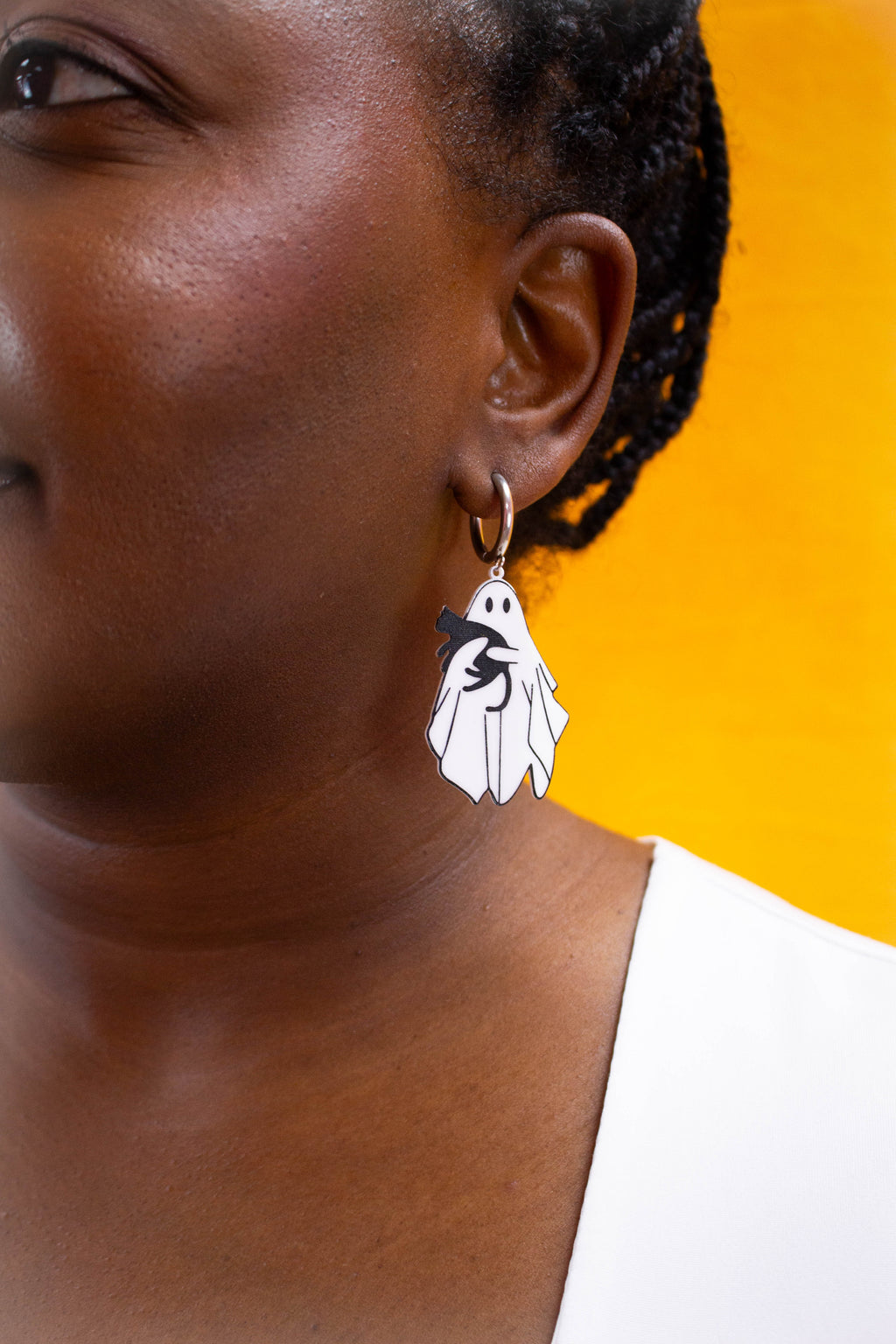 Spooky Snuggle Cat Ghost Earrings